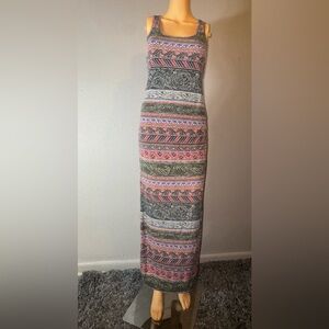 American Eagle Outfitters Pink and Gray Patterned Maxi Dress